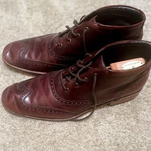 Cole Haan Liam Chukka II Wingtip  Leather Ankle Boots Brown Brogue C11053 sz8M
